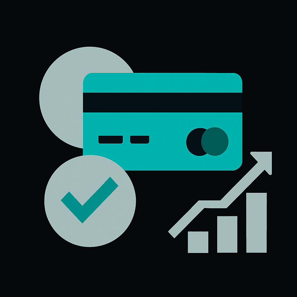 A card with an approval checkmark and a rising chart, introducing how to choose the best crypto card