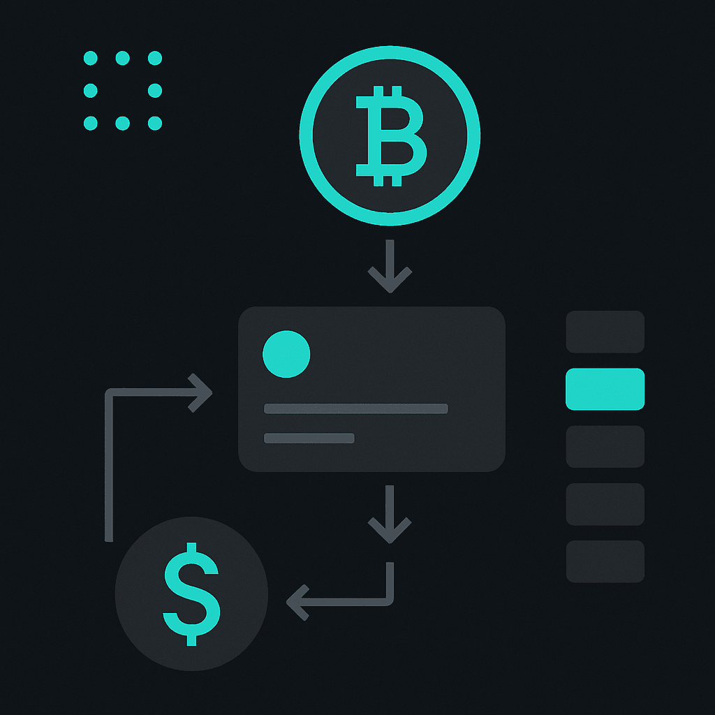 Abstract illustration of How Do Crypto Cards Work, Step by Step