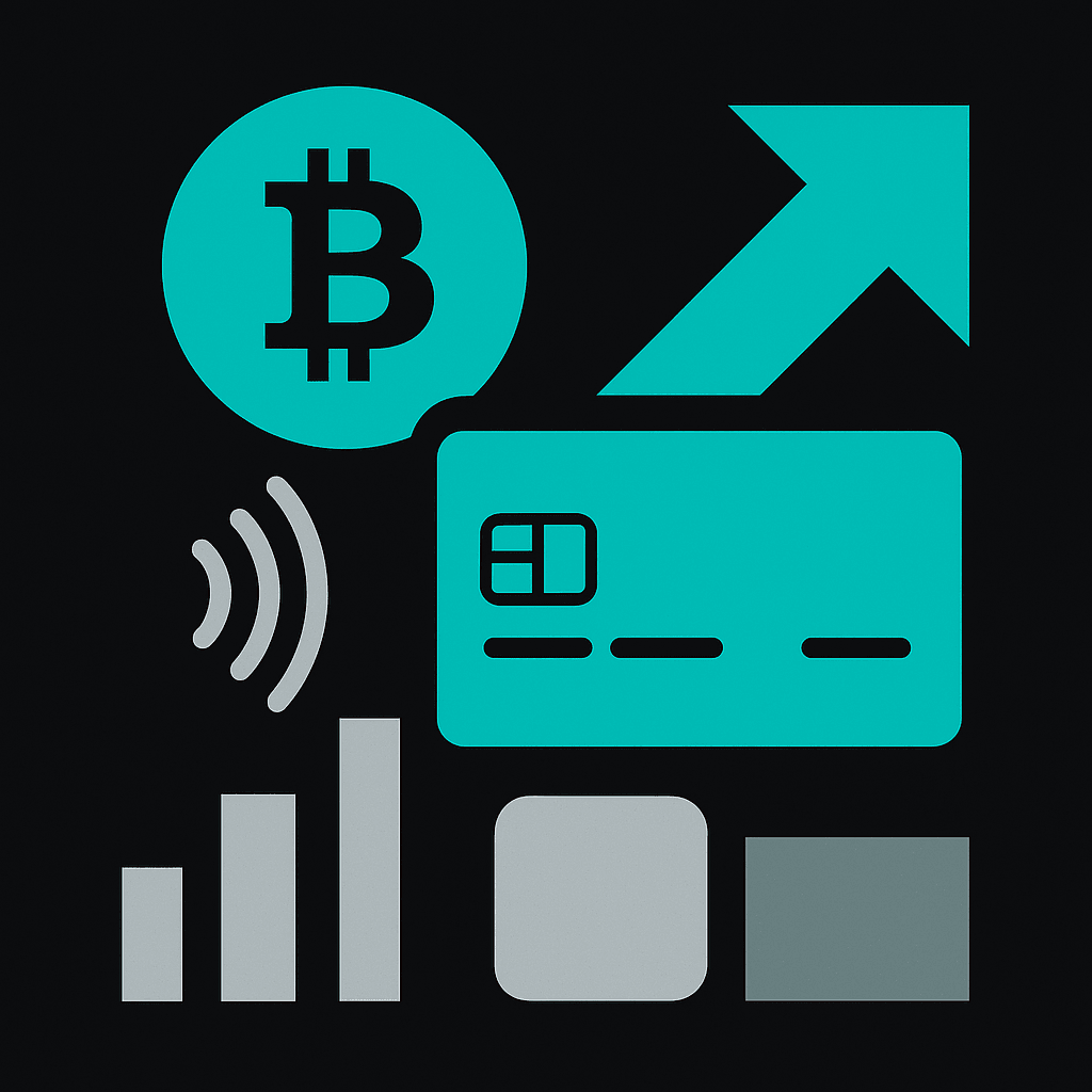Abstract cover illustration for "Crypto Corporate Cards for Teams: 2026 Buyer's Guide"