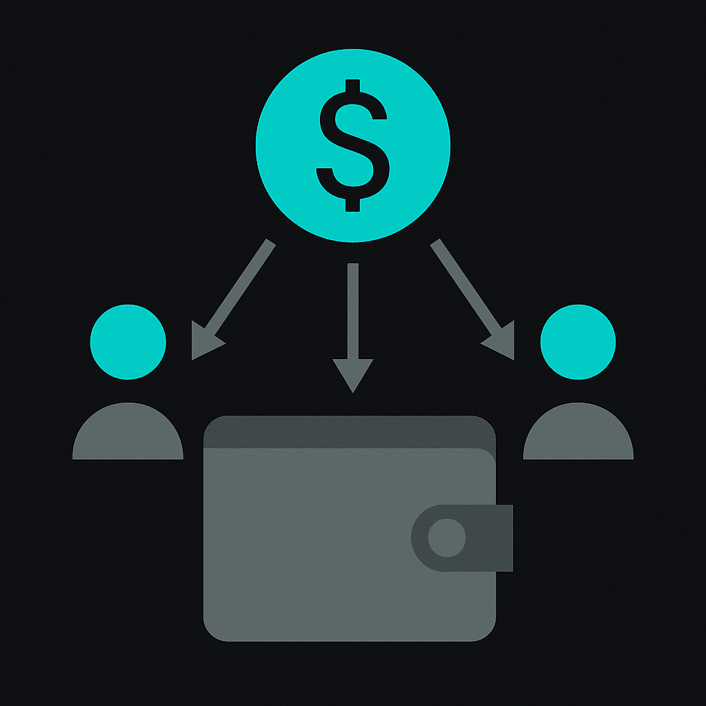Abstract illustration of The actual problem: one wallet, many spenders