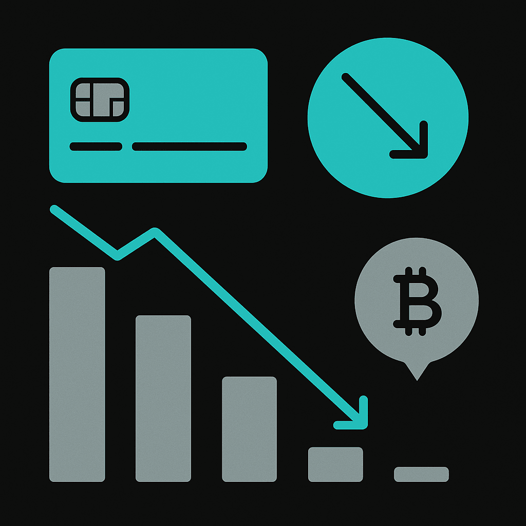 Abstract illustration of What Happens to Your Crypto Card Balance, Step by Step, When a Shutdown Happens