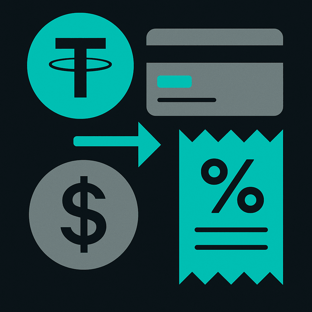 Abstract cover illustration for "Do You Pay Tax When You Spend USDT on a Card? (2026)"